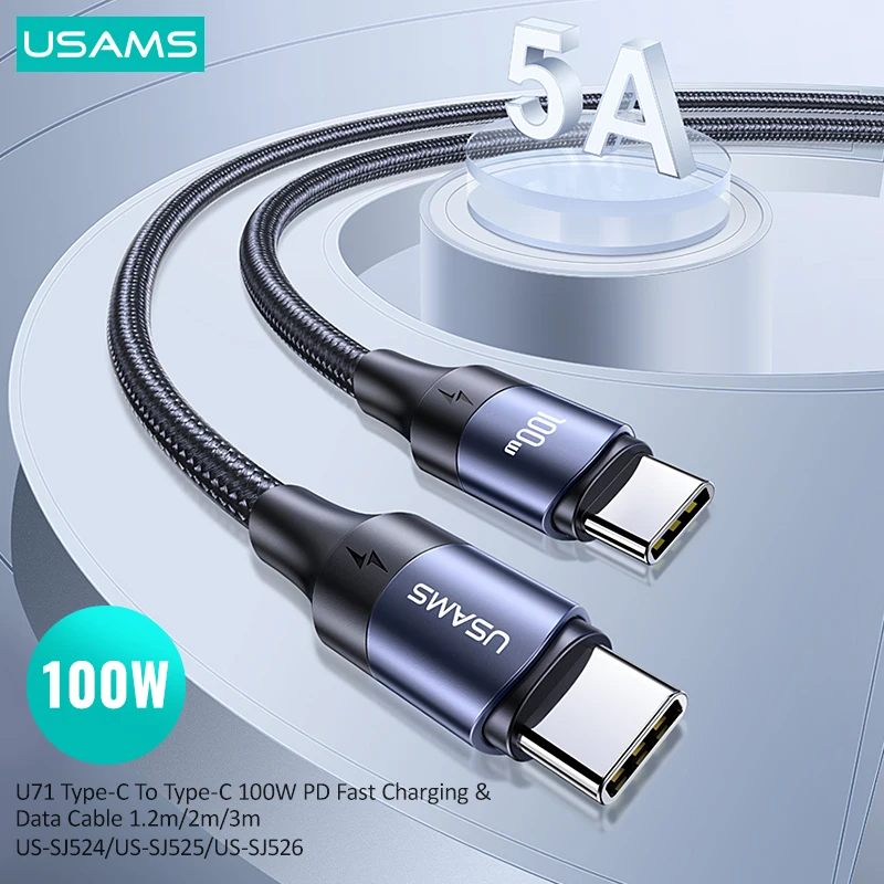 USB-кабель USAMS U71 с портом Type-C на Type-C, 100 Вт