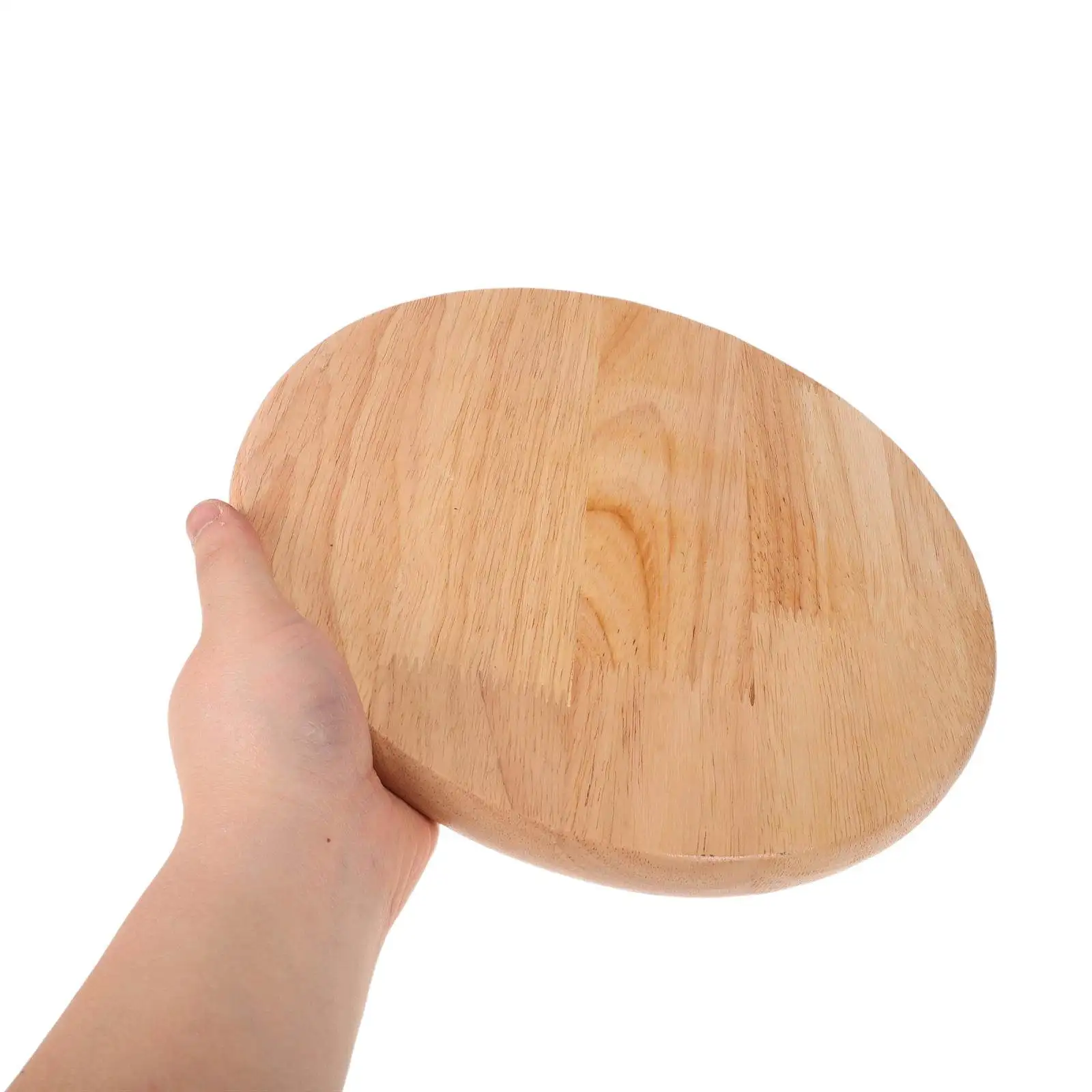 Round Wooden Serving Tray 10 Inch Natural Oak Cake Plate for Pizza Desserts Pastries Display in Cafe Kitchen Home Rustic Wood