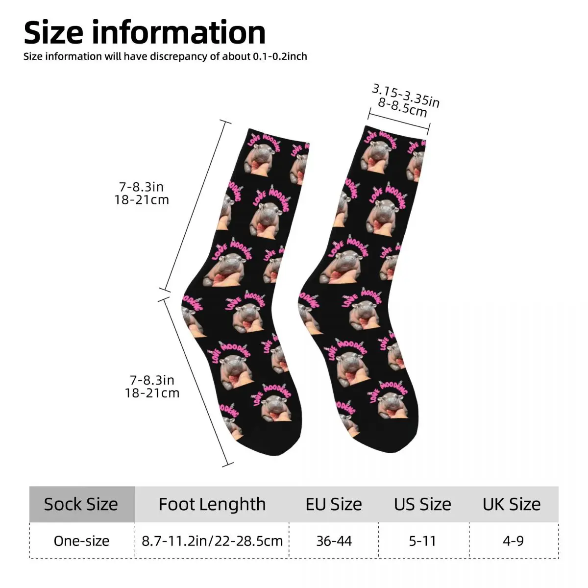 New Men's Socks Novelty Love Moo Deng Sock Sport Women Socks Spring Summer Autumn Winter