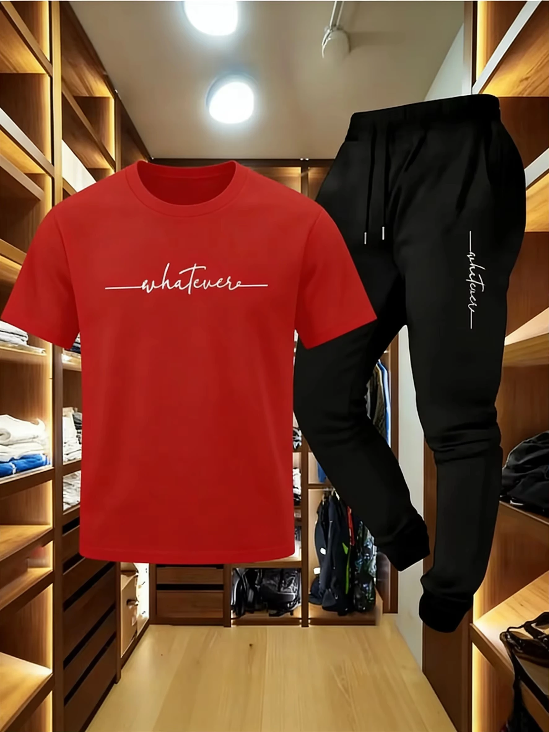 

New Sports Style T-Shirt Made of Eco-Friendly and Comfortable Cotton Fabric, Casual Set with Sporty Prints, Men's Sportswear