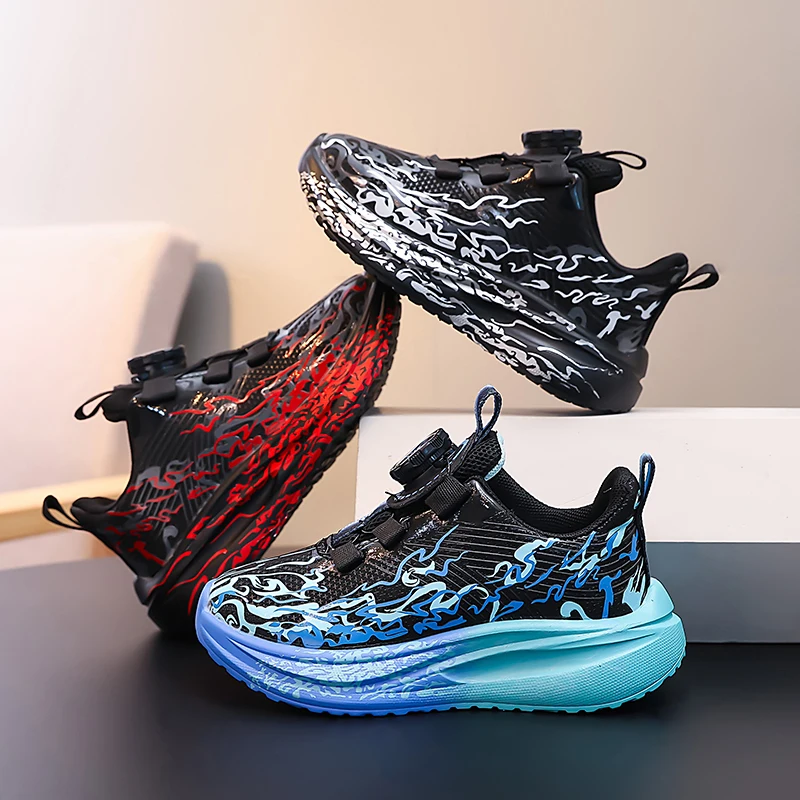 

Детские кроссовки, дышащая детская спортивная обувь с сеткой, повседневная обувь с вращающейся кнопкой, осень 2023, новые красивые кроссовки для мальчиков, мягкие