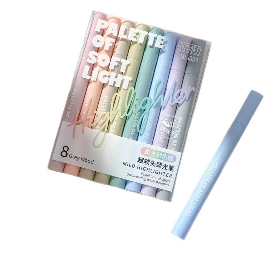 Fast Dry Highlighters 8 Pack Smear-Proof Art Marker Chisel Tip Highlighters Pastel Colors Fast Dry Markers For Students