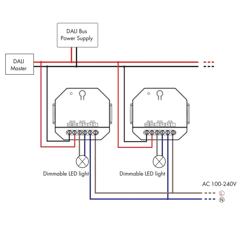 DALI AC Triac Dimmer DT-C Trailing Edge Dimmer for Single Color Dimmable LED Lamps AC100-240V 1.5A 360W