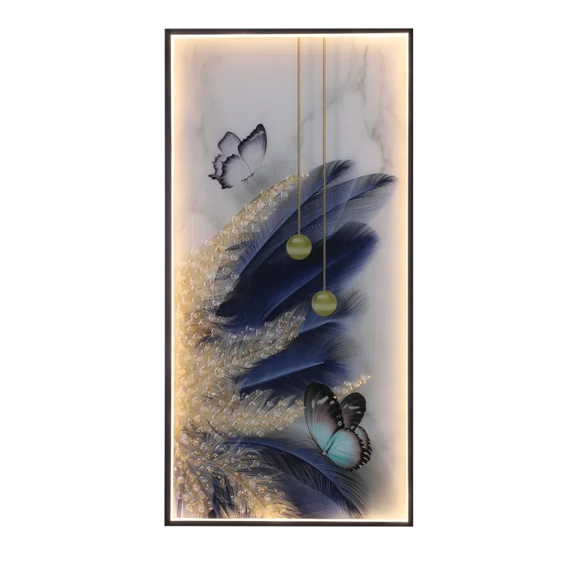 Hongcui Modern Wall Lamps Feather Figure LED Sconces Rectangle Mural Light Creative Home For Aisle