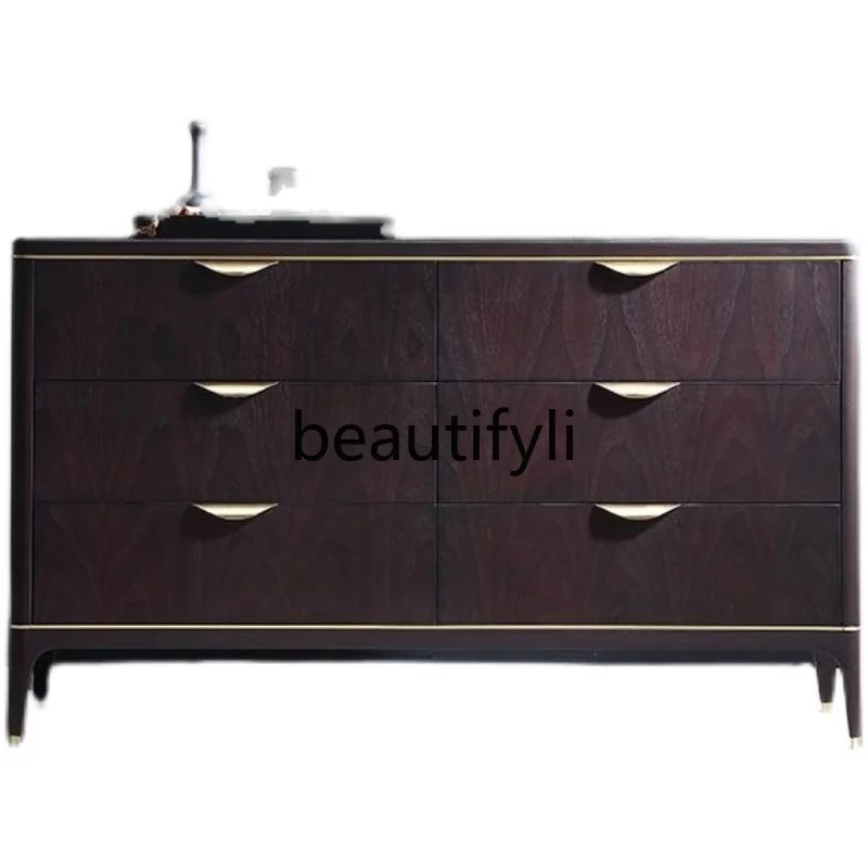 

Solid wood dining side six-chest cabinet light luxury storage cabinet Italian minimalist locker