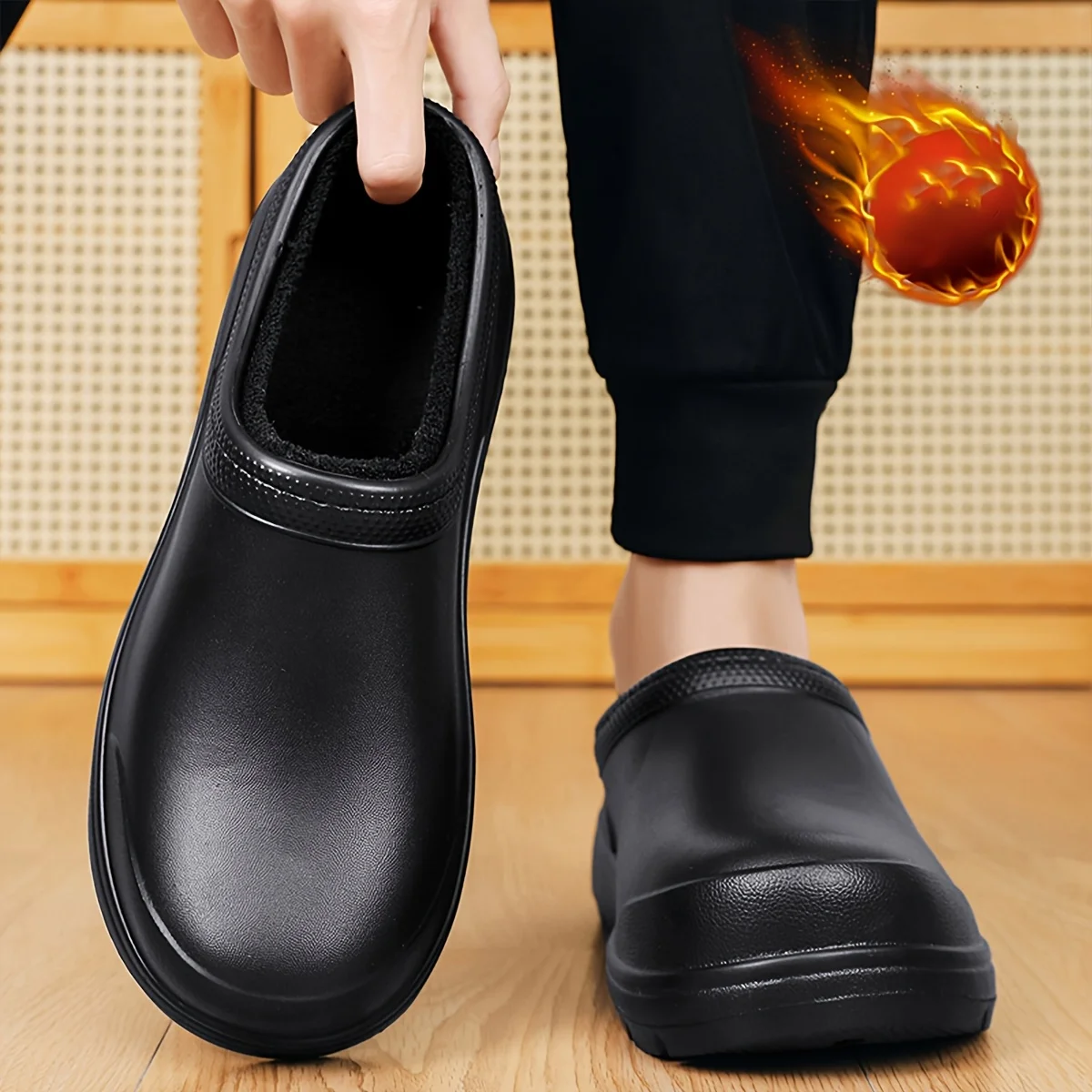 

Men's thick-soled, plush-lined, non-slip work shoes; hospital-grade, odor-resistant, warm, and cold-weather-proof work shoes; co