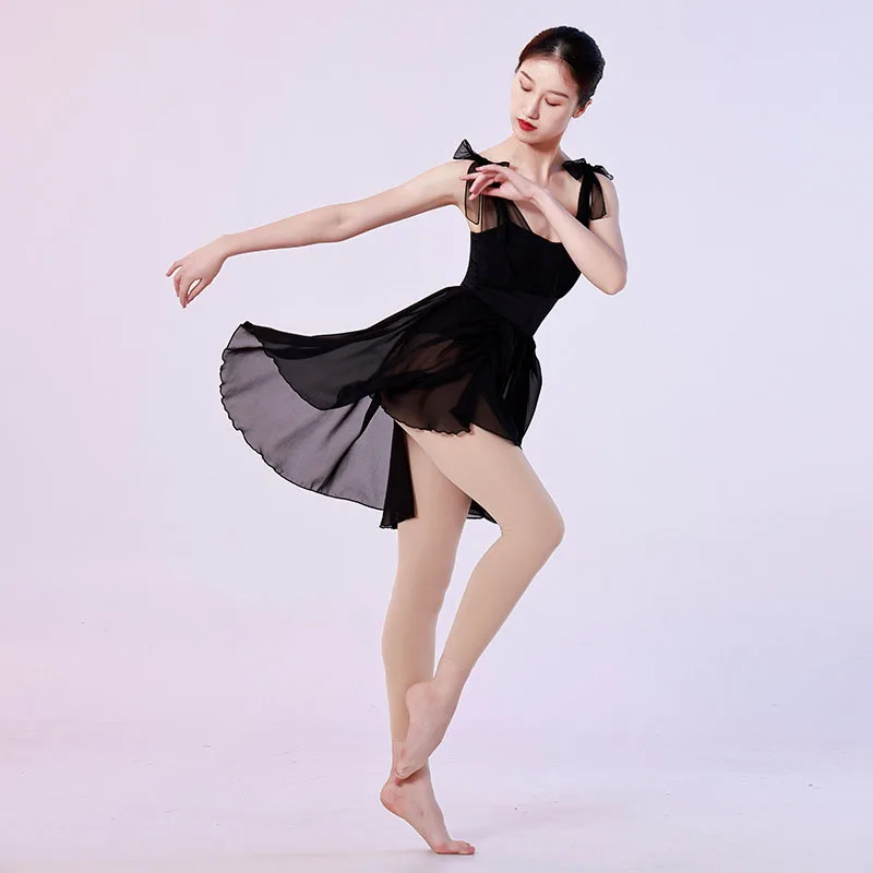 Women Ballet Leotards Dance Leotard Nylon Black Spliced mesh sling Bodysuit Adult One-Piece Gymnastics Leotards