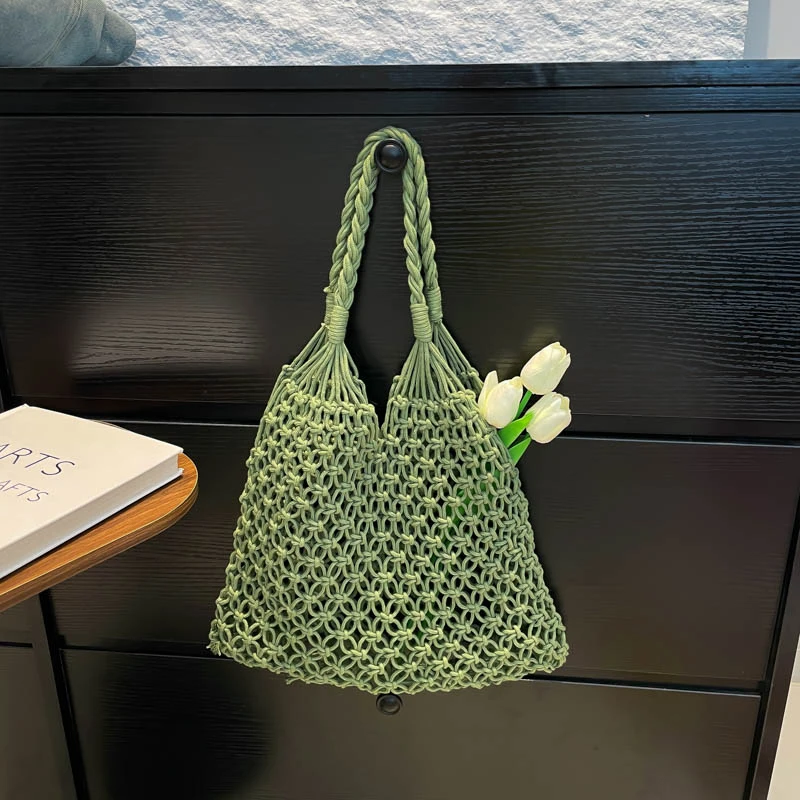 

Fabric Solid Color Shoulder Bags Zipper Hollow Out Bags for Women 2025 High Quality Large Capacity Versatile Women's Handbags