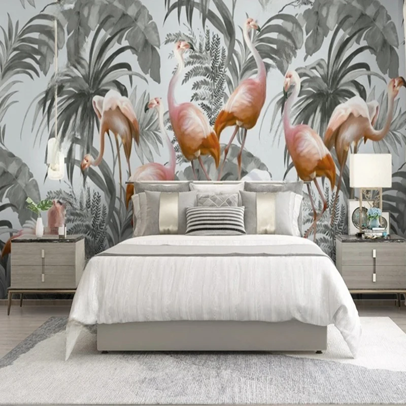 MU8533 Mural Wallpaper Nordic Leaf With Feathery Lines Oil Painting Flower Pattern Home Decor Wall Photo Papel De Parede 3D