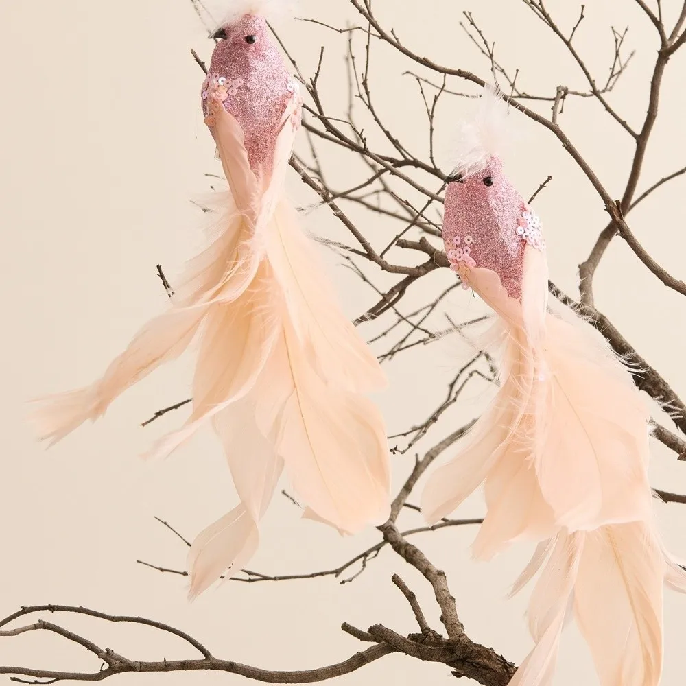 2 قطعة/المجموعة جديد واقعية بريق عيد الميلاد الطيور الحلي بريق محاكاة فو الطيور شجرة عيد الميلاد الديكور جو احتفالي