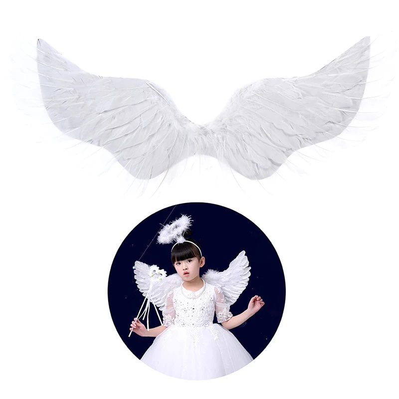 Kids Adult Party Swallow White Angel Feather Wings Halo Magic Wands Cosplay Elastic Straps Wedding Halloween Christmas Birthday