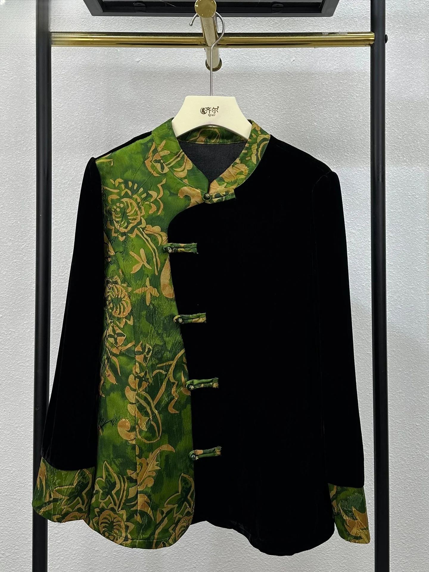

New National Sle Velvet Long Sve Flag Dr Coat for Middle-Aged Women Loose Fit Button up Base Layer Patchwork Top