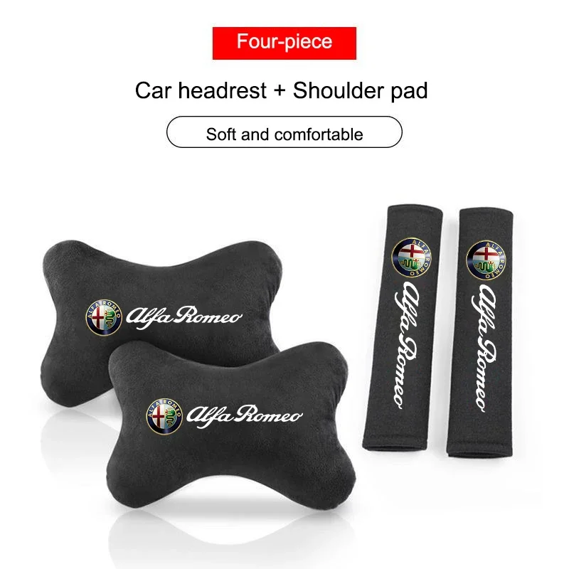 Hub Caps Car Seat Belt Protect Shoulder Pad Cover Headrest Neck Pillow For Alfa Romeo 4C 159 Spider Giulia Giulietta 156 Tonale
