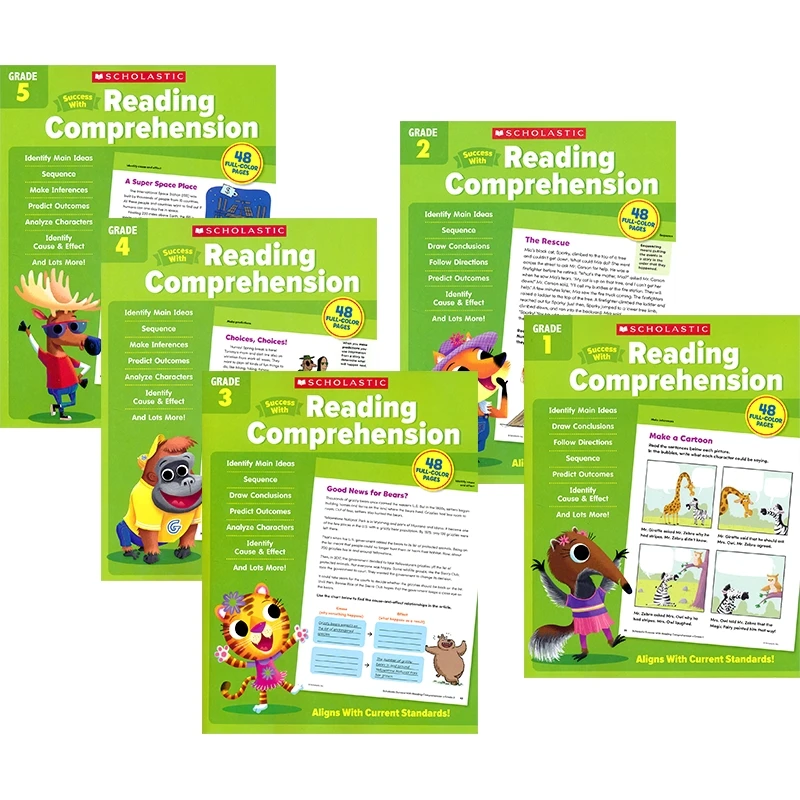 

Scholastic Success With Reading Comprehension Grades 1-5 Series English Primary School Reading Comprehension Workbook Genuine