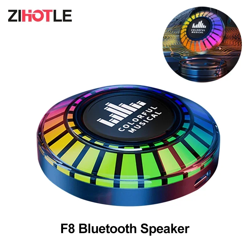 

F8 Bone Conduction Bluetooth Speaker Mini Sound Box RGB Hifi Stereo Wireless Speaker LED Atmosphere Light Pickup Rhythm Lamp