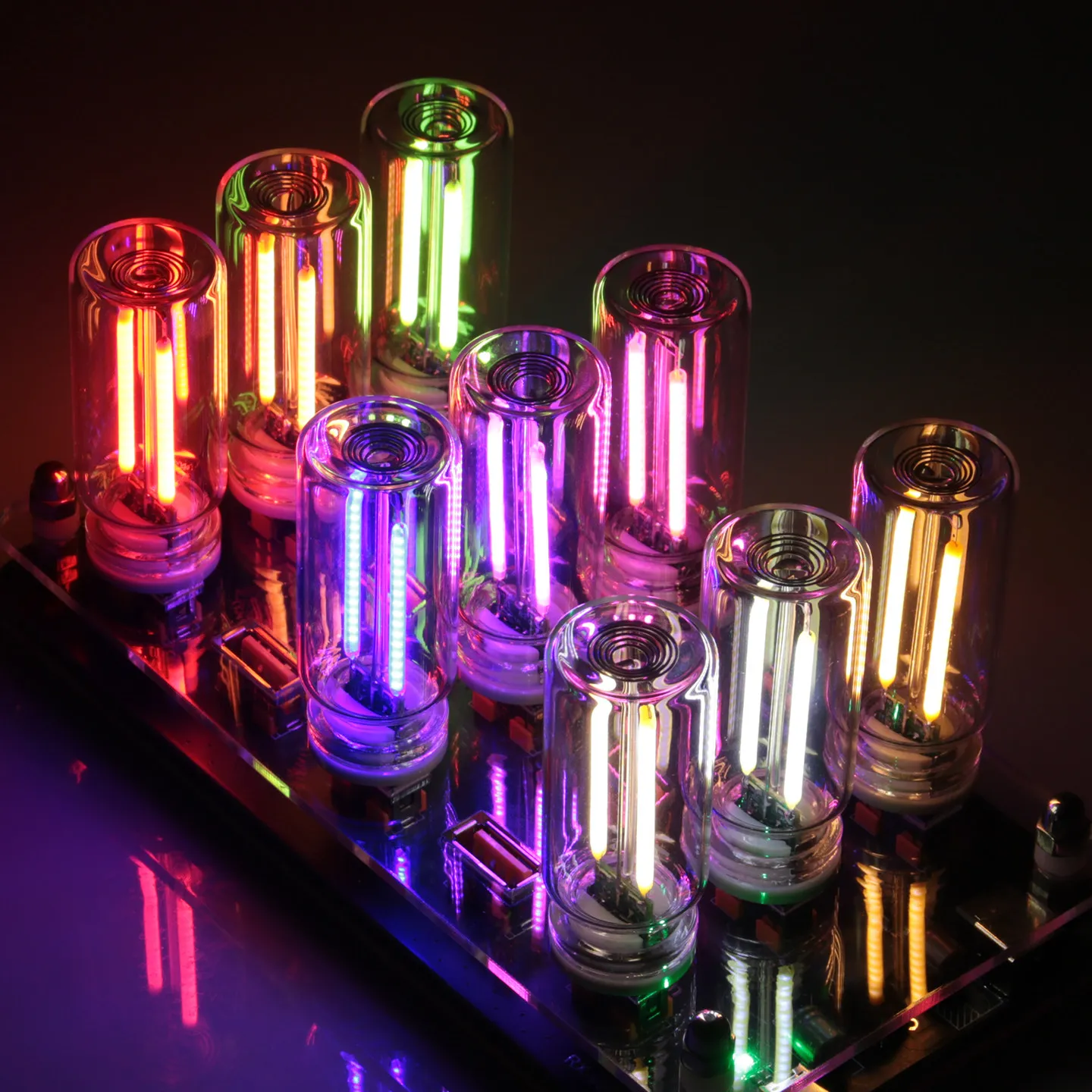 9 Color Changing USB Mini Night Light Touch Adjustable Brightness Dual Ceramic LED Filament Lamp with 4/15 Port USB Charging