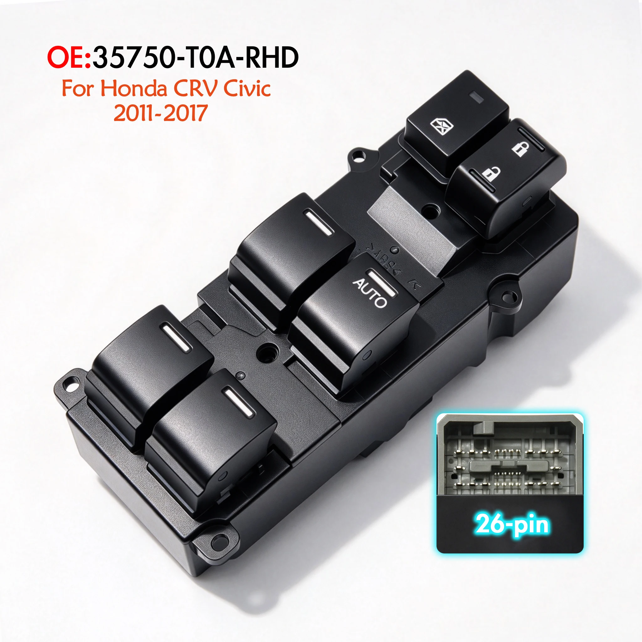 35750-T0A-RHD For Honda CRV Civic 2011-2017,RHD Front Drive Side Electric Main Power Window Switch Glass Lifter Control Button