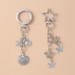Cute Metal Beach Shell Starfish Keychain Marine Life Key Ring Pendants for Women Girls Handbag Decor DIY Handmade Jewelry Gifts