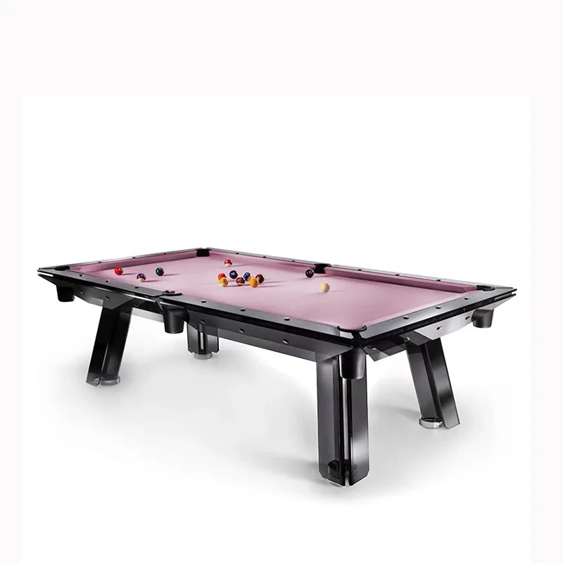 Tempered Glass Billiard Table, Black Transparent Crystal High-End Pool Table for Home Club, Luxury Warrior Design