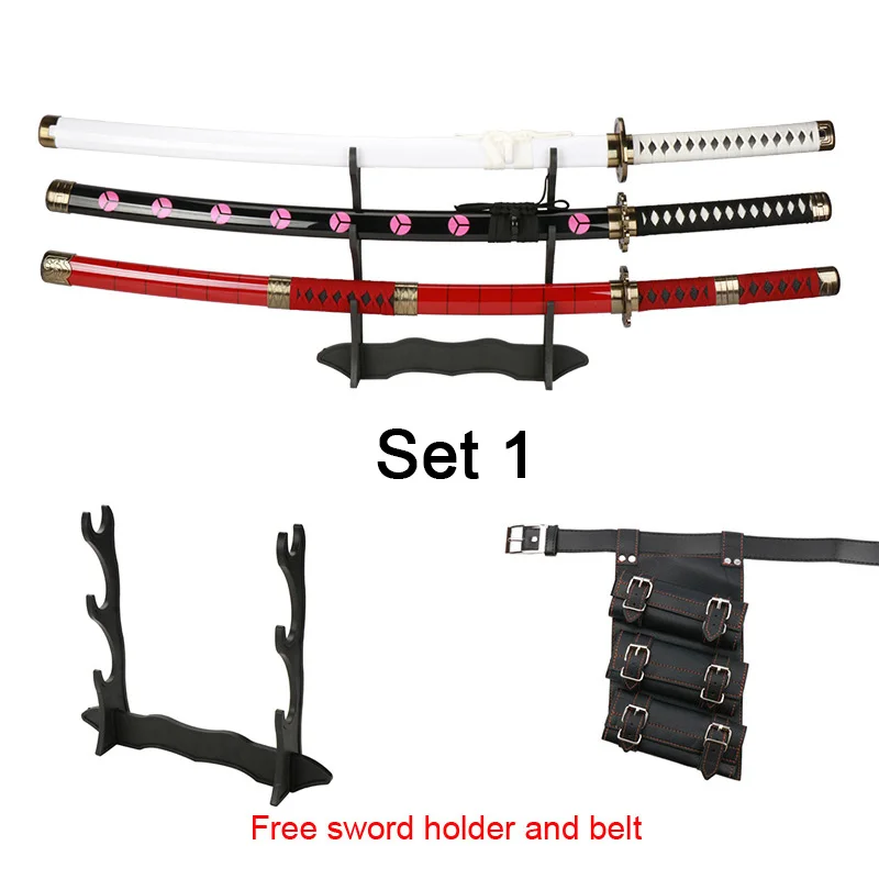 3pc Anime Katana 104cm/41in Hobby Verzamelrekwisieten en rollenspel Wordt geleverd met een drielaagse zwaardstandaard en riem
