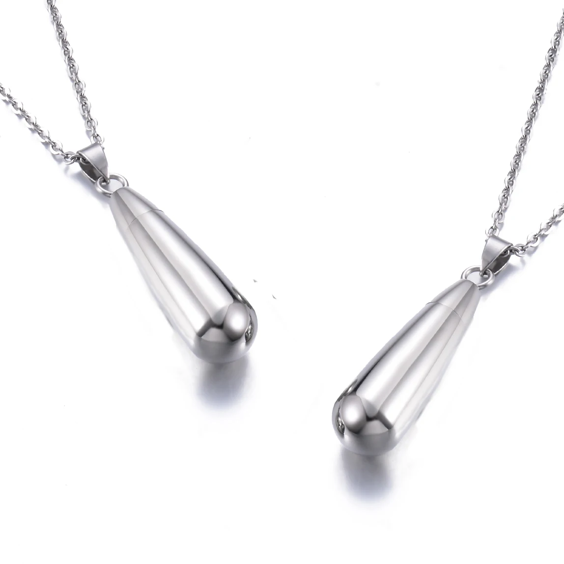 Stainless Steel Teardrop Stainless Steel Cremation Urn Necklace Pendant with Fill Kit Ashes Jewelry