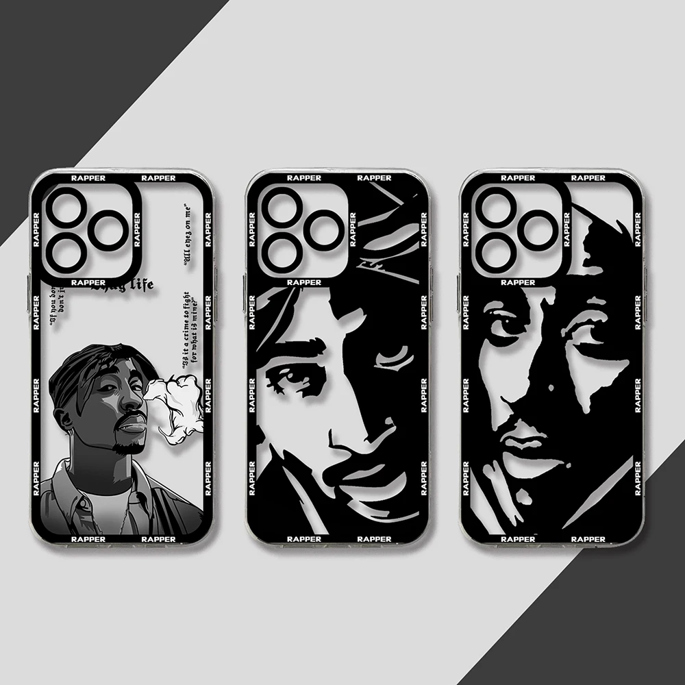 Transparent Cover Phone Case For Rapper Tupac 2pac Xiaomi Redmi Note 13 12 12C 11 10 10C 13C 10s 9 9s 9A 9T 9C 8 7 Pro Max 4G 5G