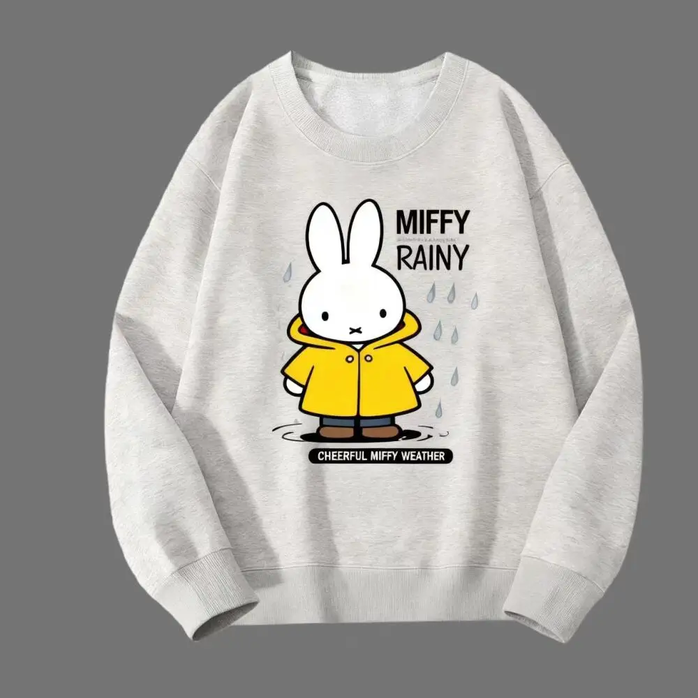 

Новая винтажная толстовка с v-образным вырезом в стиле пэчворк Miffy, новая свободная и ленивая одежда для пар с v-образным вырезом и длинными рукавами
