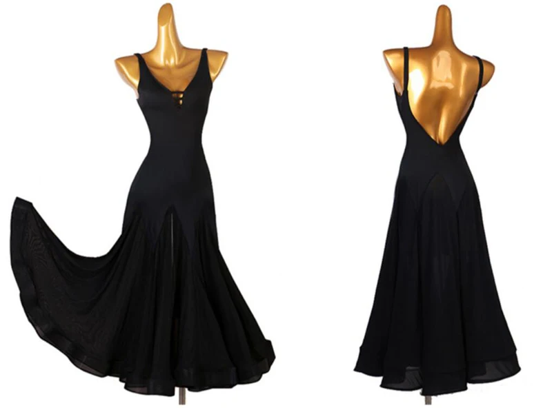 Black Standard Ballroom Dance Dress Performance Customize Dancing Wear Lady's Gorgeous Tango Waltz Ballroom Competition Dresses