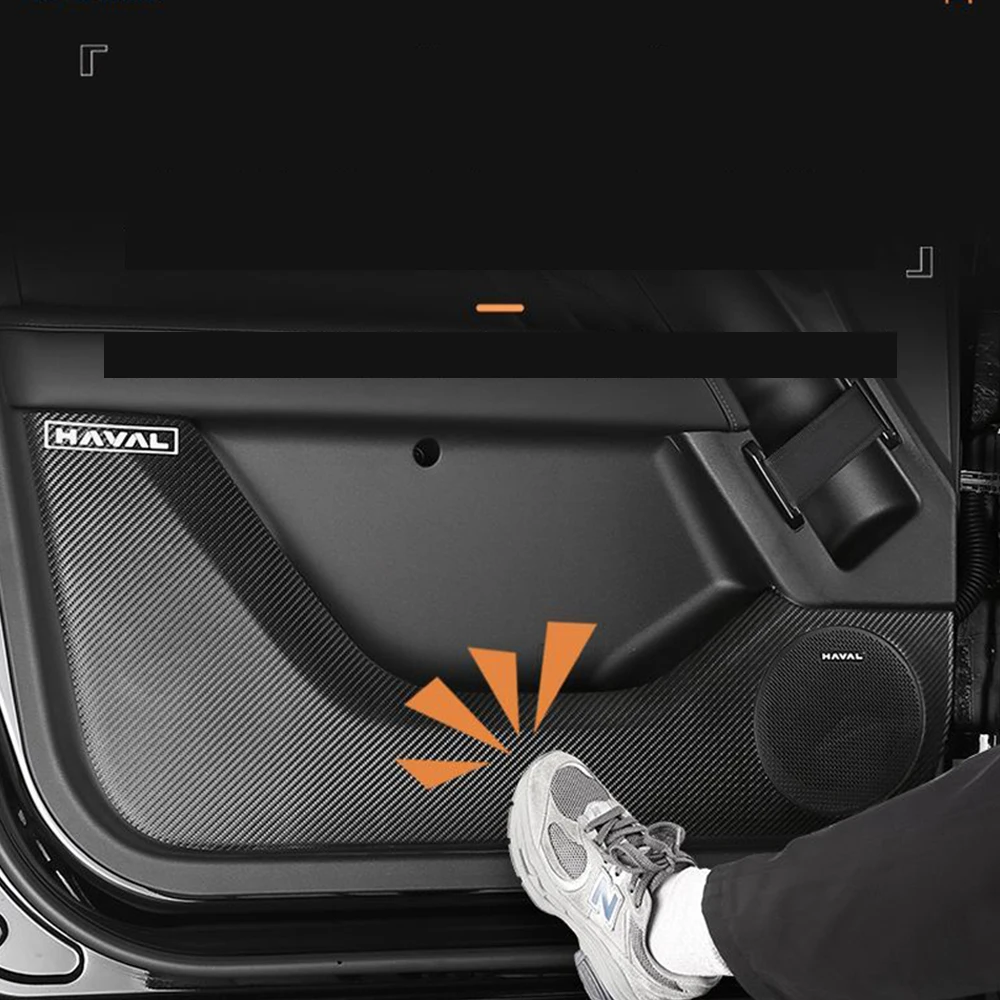 For Great Wall Haval Raptor MengLong 2023 2024 Leather Car Door Anti Kick Pad glove Storage Box Anti-Kick Mat Sticker Accessorie