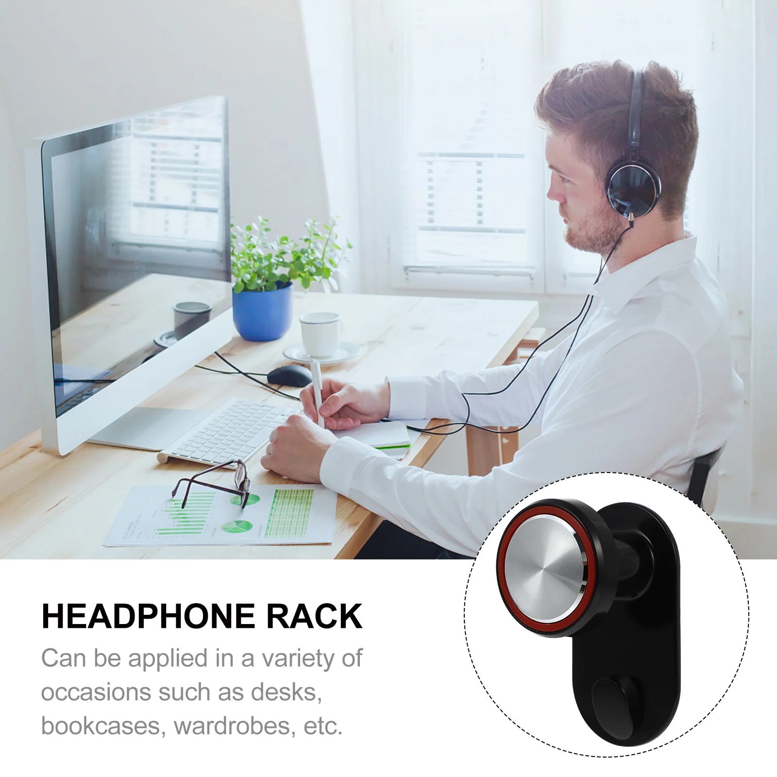 

1Pcs Headphone Rack Adjustable Earphone Holder Strong Adhesive Headset Stand Telescopic Design for Gaming Office Study Room