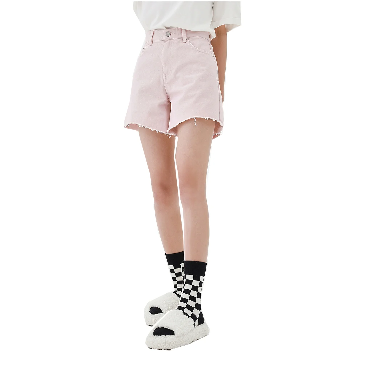

Metersbonwe-Women's 100% Cotton Multi-Color Denim Shorts Foot Edge Design Solid Color Regular Fit Jeans Summer