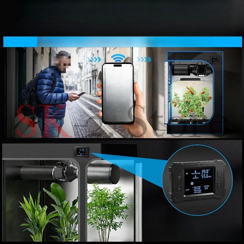 Intelligent WIFI Remote Control EC Silent Motor Diagonal Flow Duct Fan Strong Wind Exhaust Fan