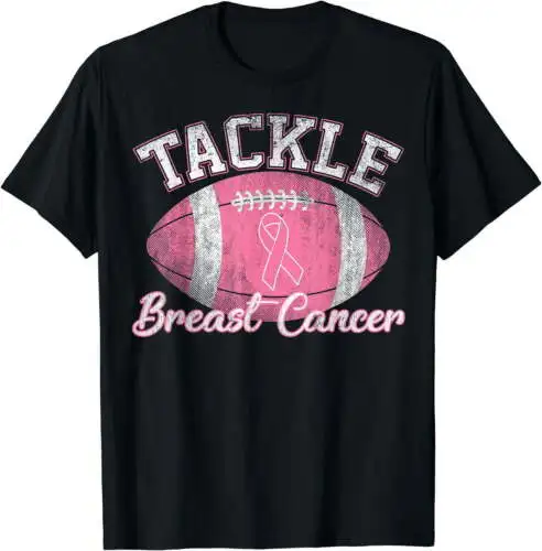 Womens Tackle Breast Cancer Awareness Football Lovers T-Shirt Black Large