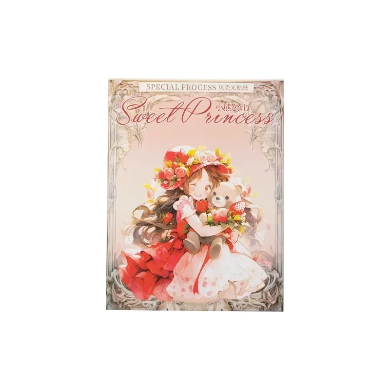 5Pieces Handbook Supplies Decor Sticker Sweet Princess Shell Light Material Decoration Little Bear Prince Scrapbook 162*105mm view 3