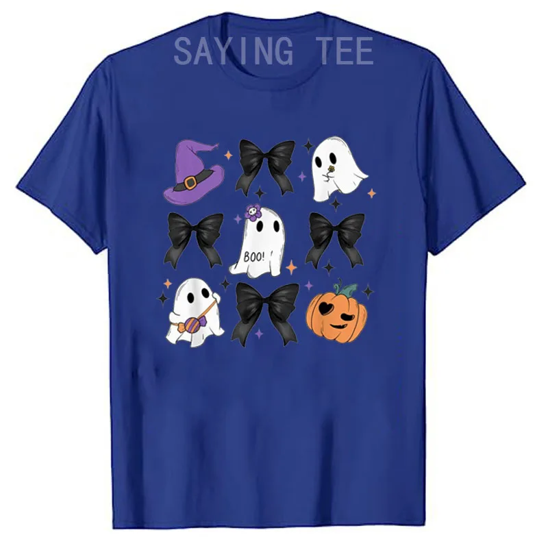 Spooky Season Cute Boo Ghost Coquette Halloween Costume T-Shirt Women's Fashion Fall Graphic Outfit Halloween Party Saying Tee