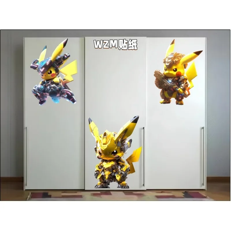 ملصق بيكاتشو أنيمي للزينة ، شارات كرتون مضادة للماء ، ديكور حائط مبتكر ، دراجة نارية وسيارة عصرية ، شاحنة لوح التزلج