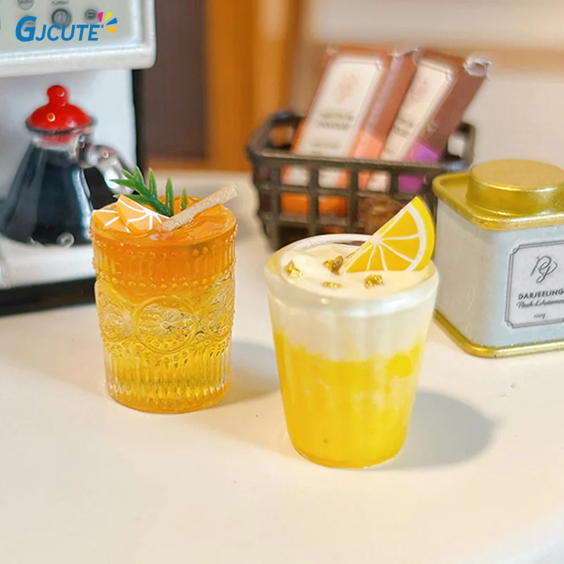 1Pc Dollhouse Miniature Drink Cups Orange C Cinnamon Tea Drink Food Beverage Ornament Model Kitchen Toy Decor Gifts