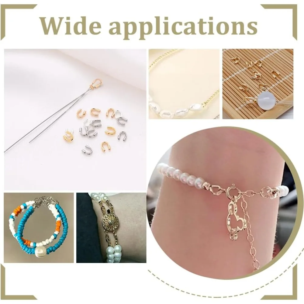 150 قطعة حقيقية 18K مطلية بالذهب 304 الجراحية أسلاك الفولاذ المقاوم للصدأ الجارديان سلك حامي U شكل الحلقات الأسلاك المعدنية ومجموعة الموضوع