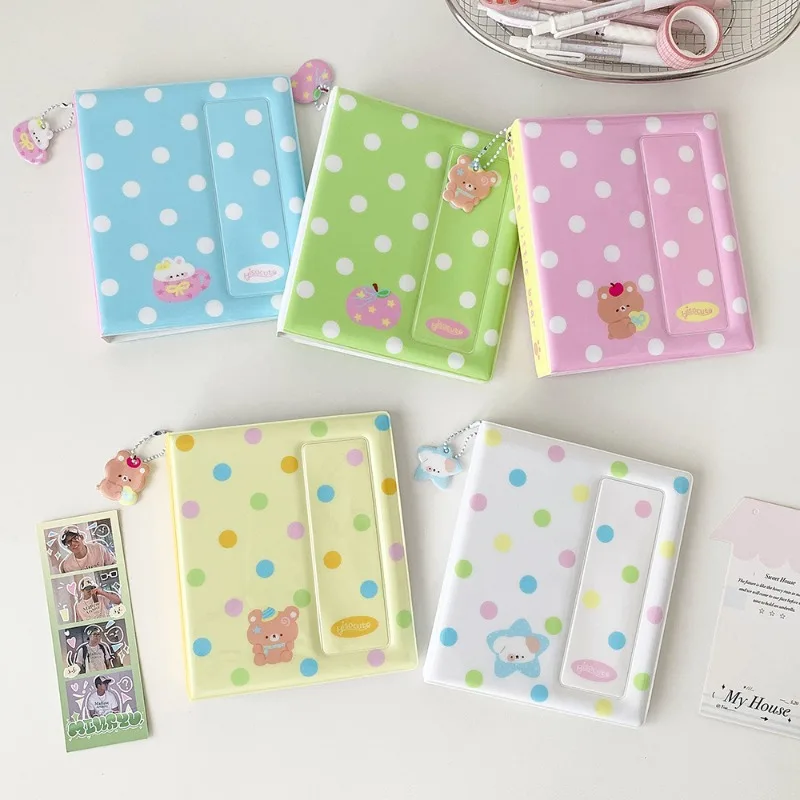 Korean Style Polka Dot 5 Inch Photo Album Long Strip Card Holder Small Card Storage Book Travel Stamp Commemorative Album