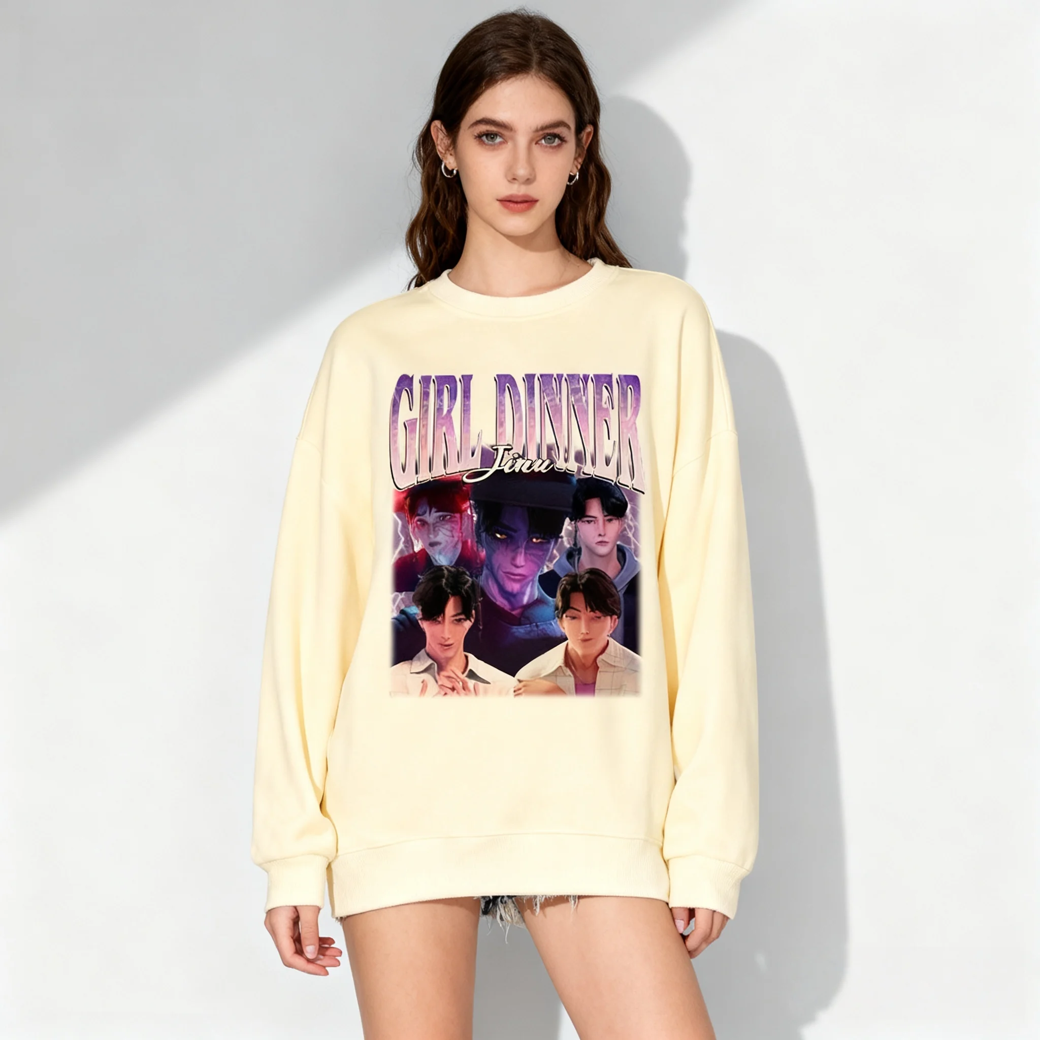 

Осенне-зимняя толстовка с круглым вырезом KPOP Witch Hunting Group, уличная мода, ленивый стиль, большой женский топ для взрослых и детей