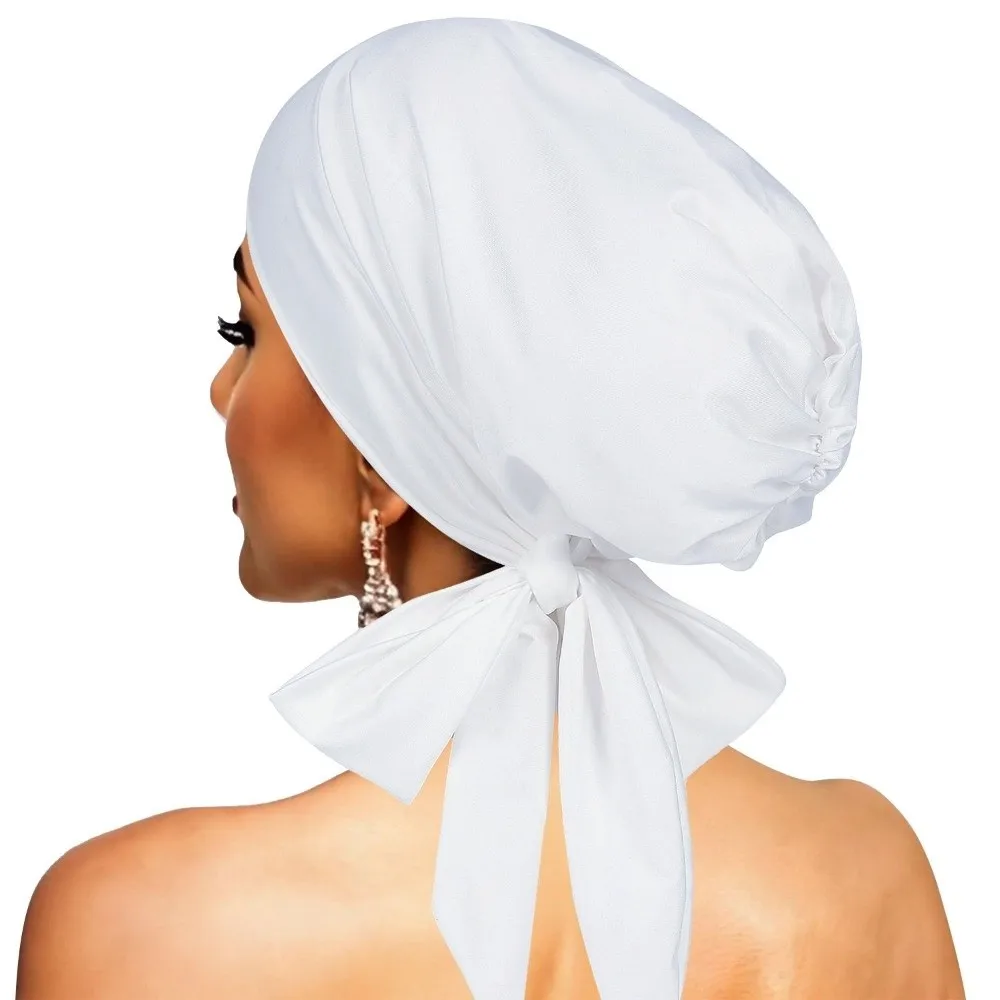 

New Solid Color Breathable Base Cap Breathable Long Tail Hijab Cap Comfortable Elastic Underscarf Hijab for Muslim Women