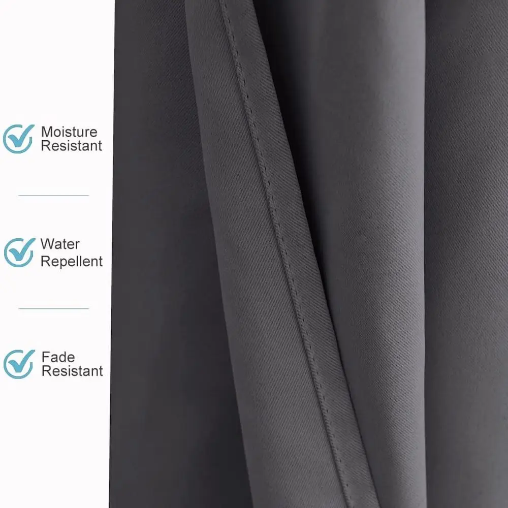 파티오, 데크, 정자, 라나이, 파빌리온용 회색 방수 야외 커튼 84W x 108L