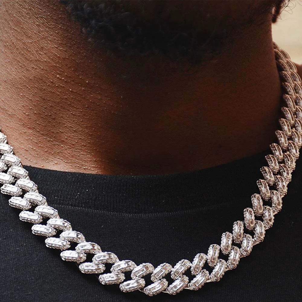 

Кубинская цепочка Iced Out из серебра 925, муассанит, бриллиант, сертификат Gra, хип-хоп, рэпер, кубинское звено, ожерелье на заказ