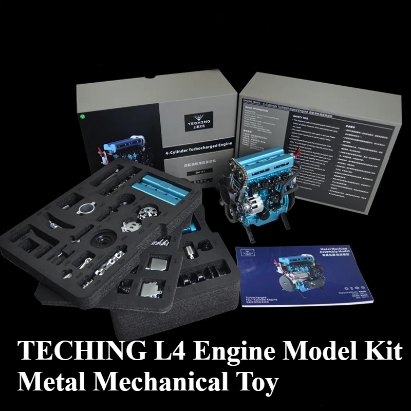 

TECHING L4 Inline Turbo Engine Model Kit DIY Assembly All-Metal Four Cylinder Engine Mechanical Toy