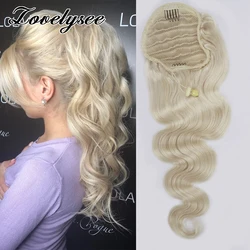 14-24 Inch Body Wave Drawstring Ponytail Human Hair Brazilian Real Human Hair Wrap Around Natural Remy Hair Extensions For Woman