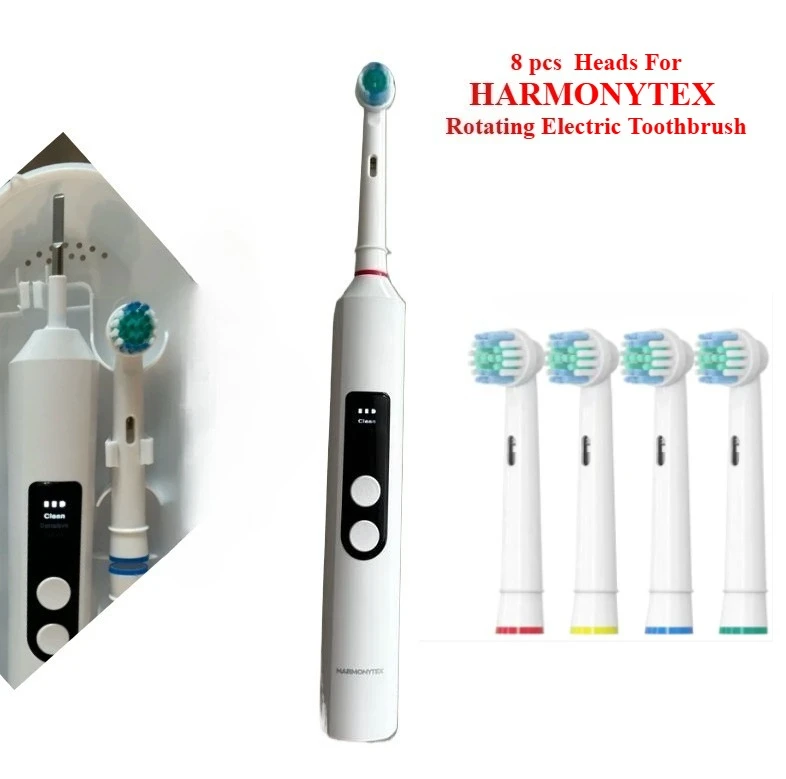 

8pcs Brush Heads For HARMONYTEX Rotating Electric Toothbrush , Adult Clean Bristle Nozzles SB-17A
