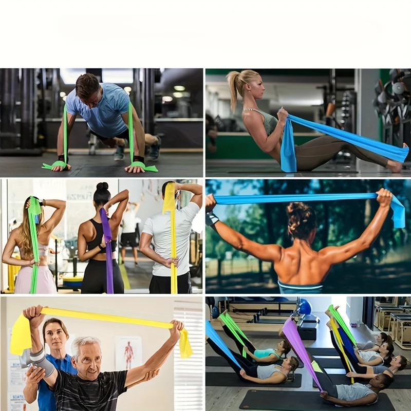 Three sets of yoga resistance bands, TPE elastic stretching bands with four resistance levels, and exercise equipment for fitnes image 2