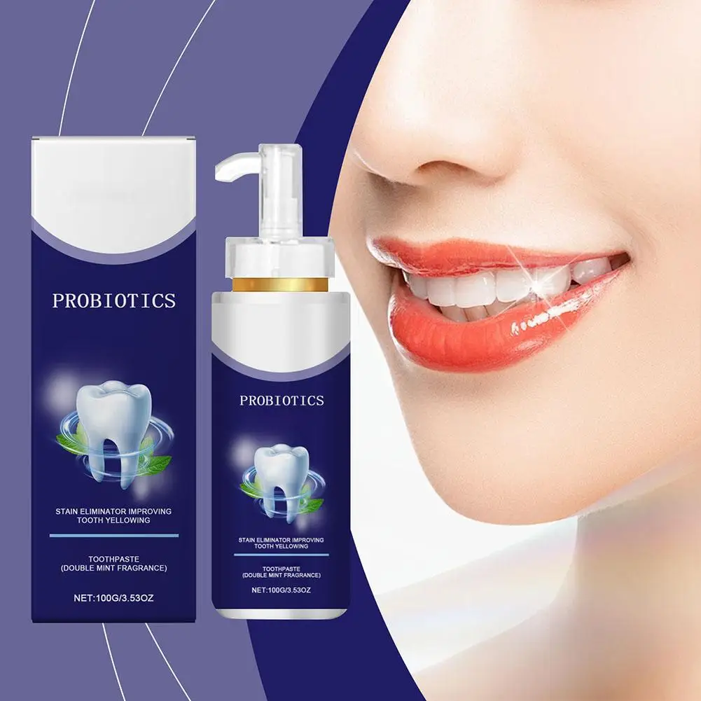 100g probiótico branqueamento creme dental clareamento & remoção de manchas sp6 hálito fresco enzima creme dental branqueamento dos dentes