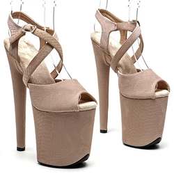 Leecabe 20cm/ 8inches Snake PU upper  Small open toe  platform  high heel sandals  pole dance shoes