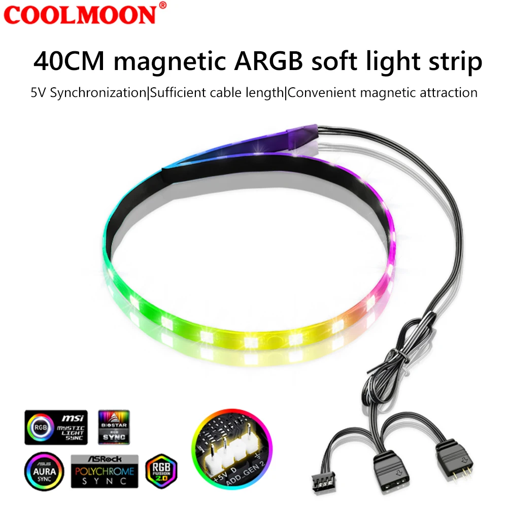 COOLMOON CM-LS40 Компьютерный корпус 40 см Светодиодная лампа 5 В ARGB SATA 3PIN Декор материнской платы